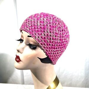 Roman Keflay Boho Pink & Tan Handmade Cotton Crochet Hat